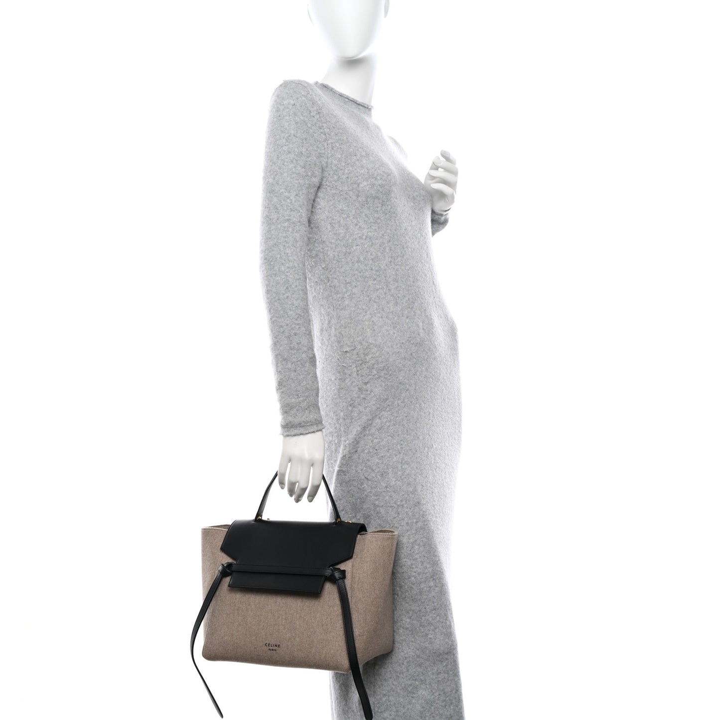 Felt Smooth Calfskin Mini Belt Bag Beige