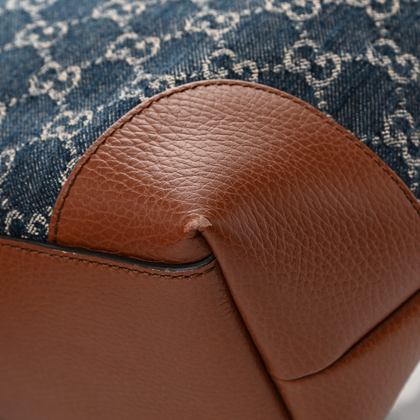 New Denim GG Monogram Medium Ophidia Shopping Tote Blue Tea Cuir