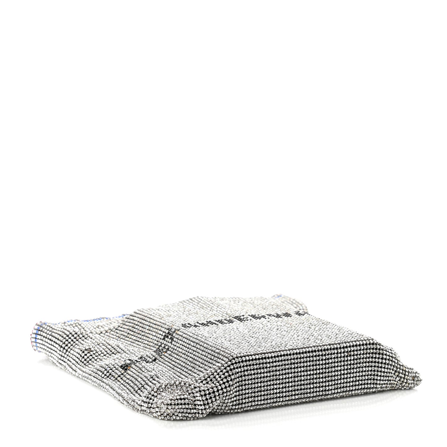 Rhinestone Chain Mesh Wanglock Logo Pouch Silver Multicolor