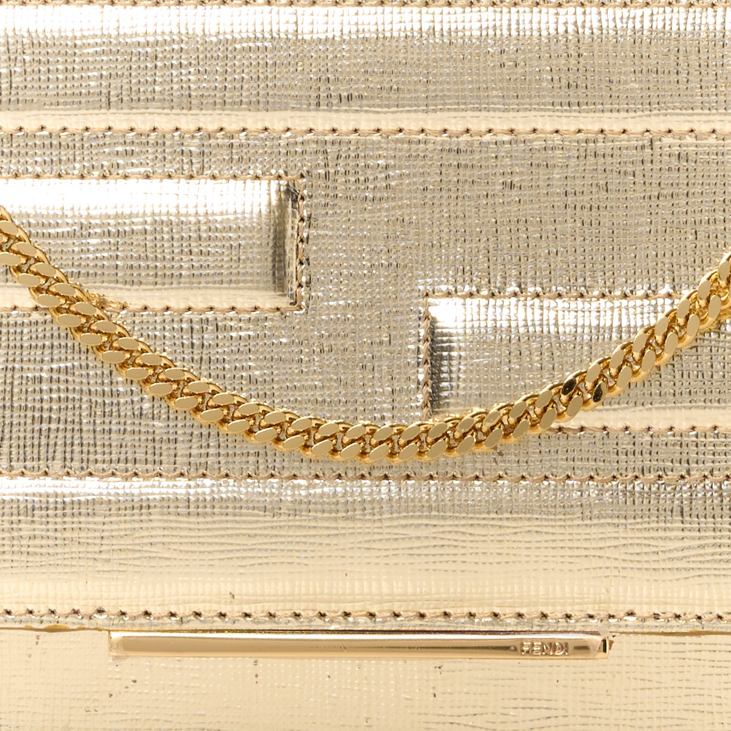 Fendi Vitello Mirror Elite Tube Wallet on Chain Gold 11 of 16