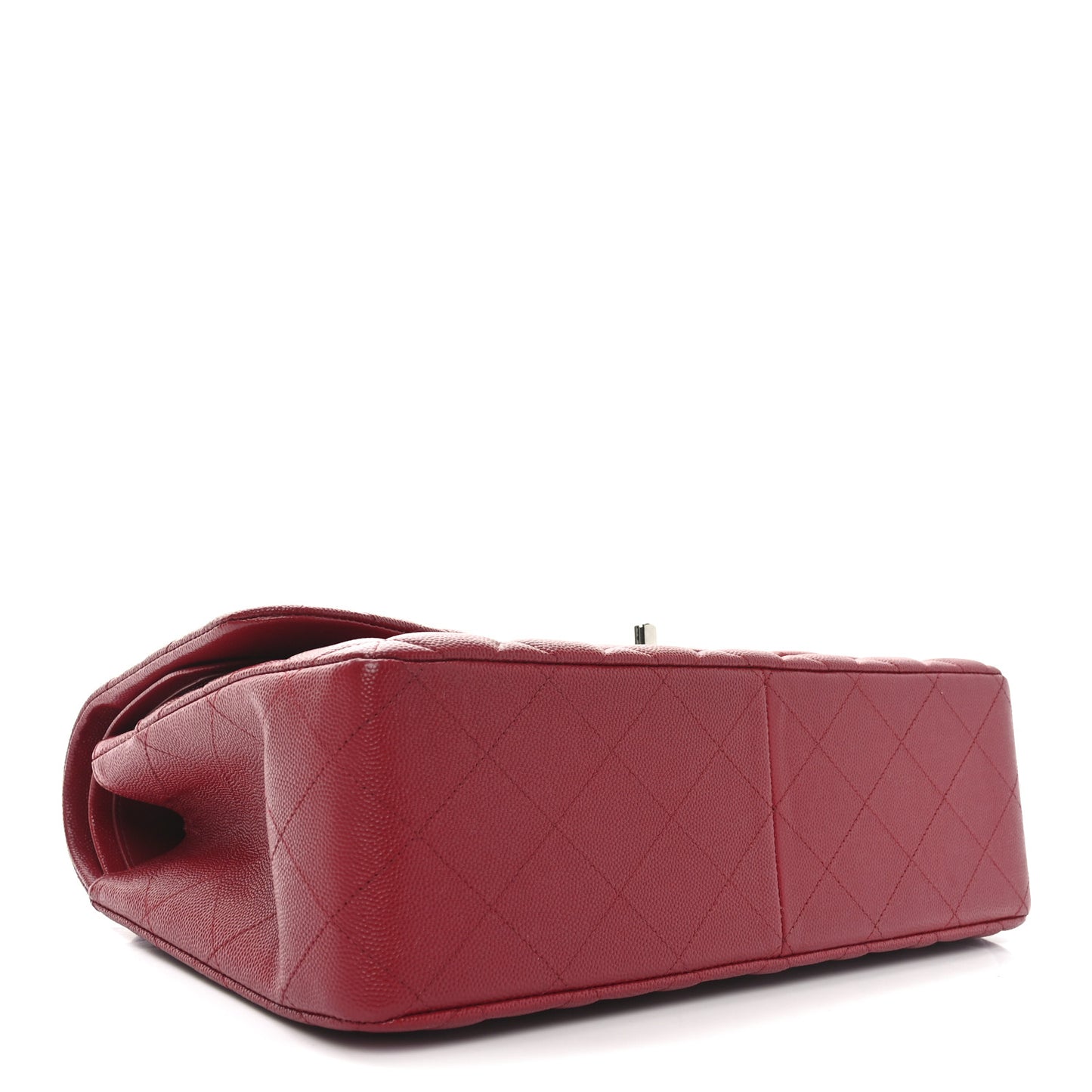 Caviar Quilted Jumbo Double Flap Dark Red
