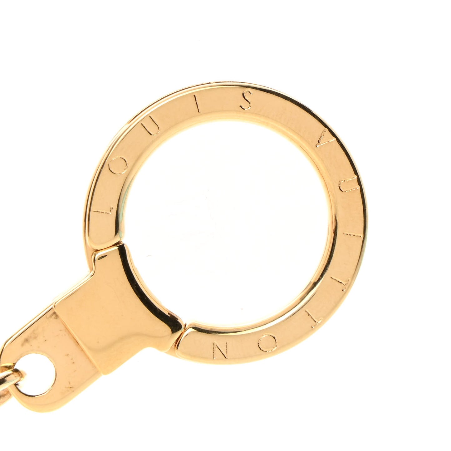 Brass Enamel Fleur De Monogram Bag Charm Chain Gold