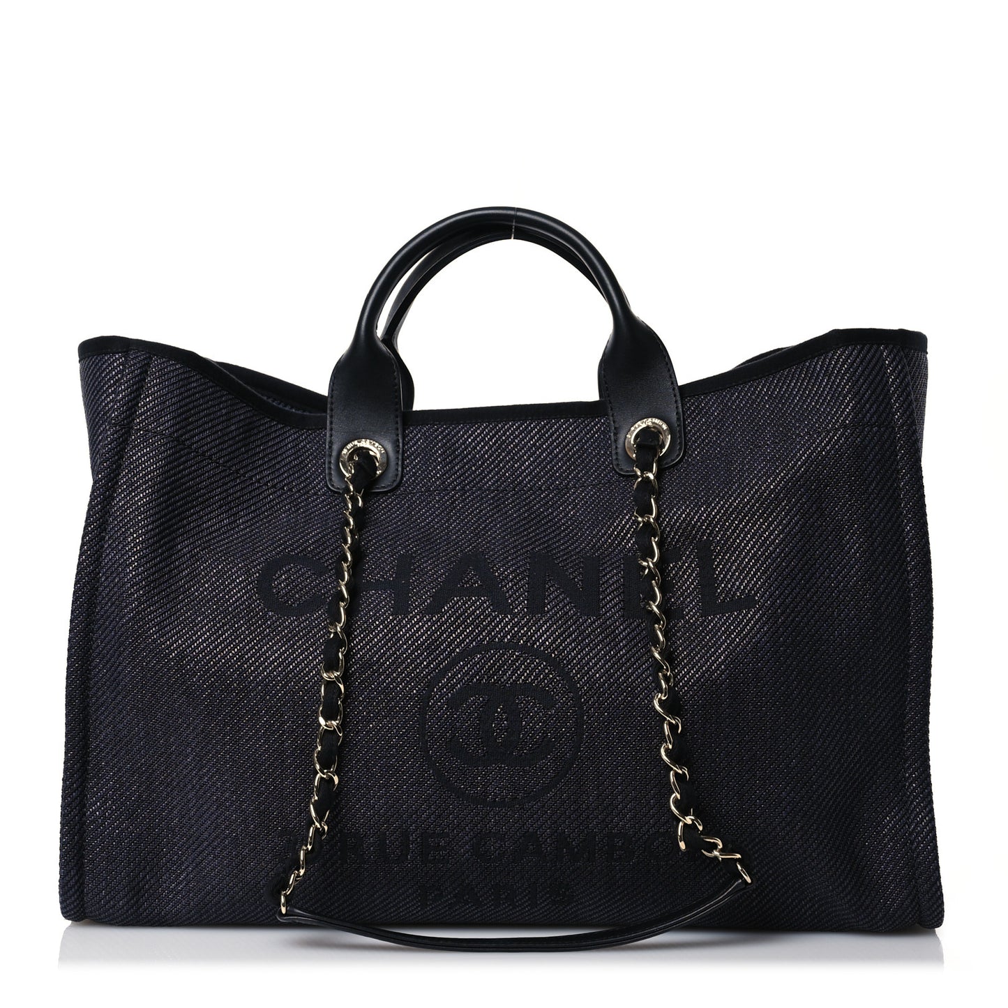 Woven Straw Raffia Large Deauville Tote Black
