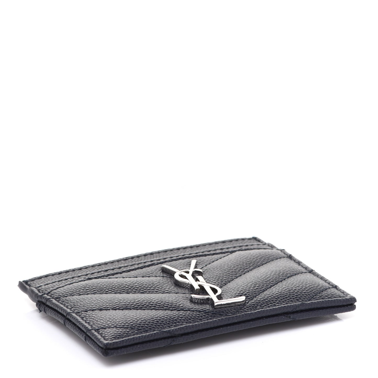 Grain De Poudre Matelasse Chevron Monogram Credit Card Case Deep Marine