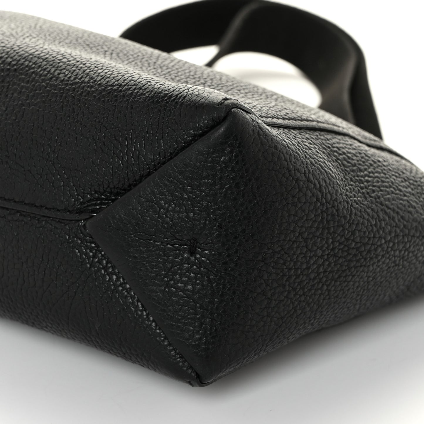 Grained Calfskin Logo Strap Tote Black