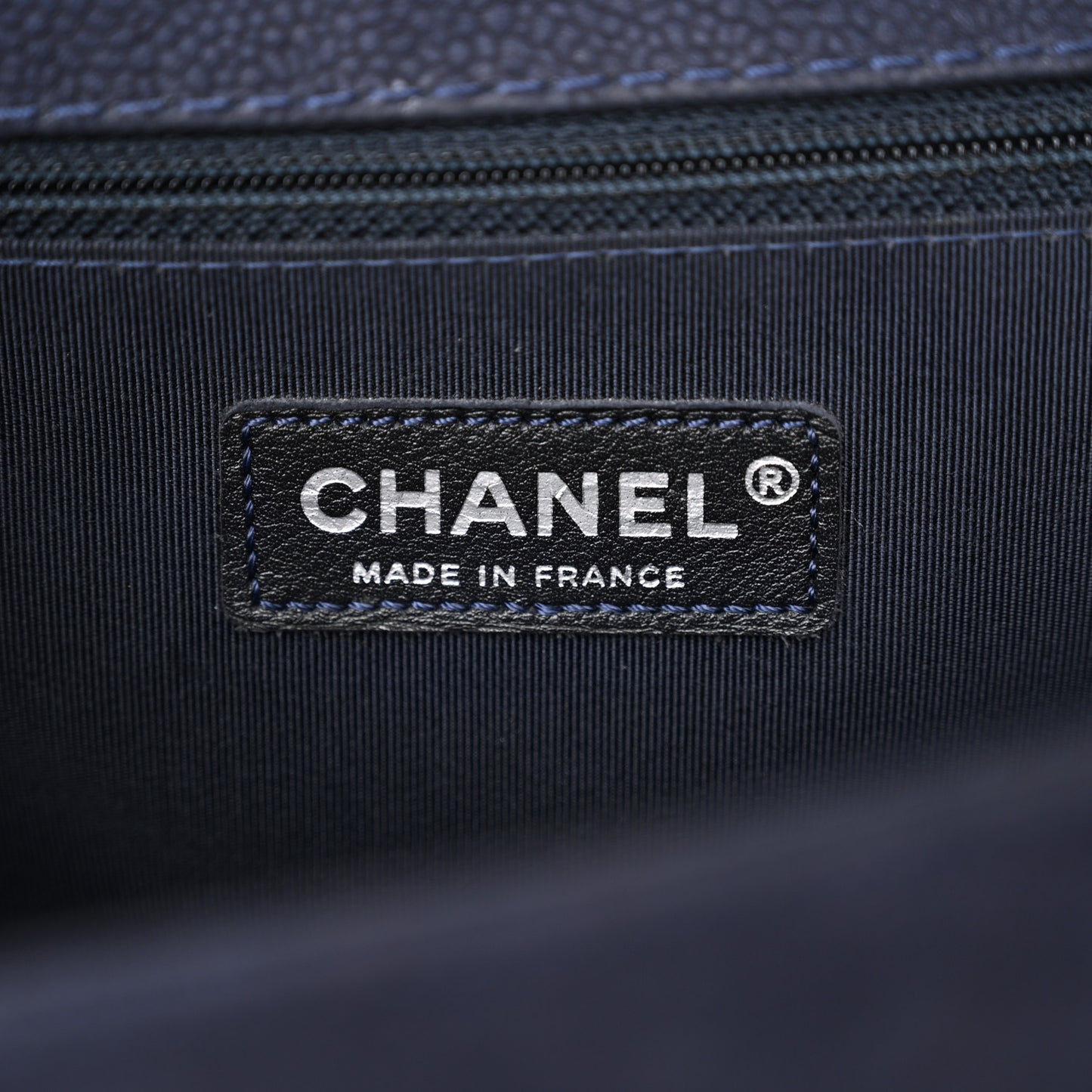 Iridescent Caviar Quilted Large Boy Flap Navy Blue
