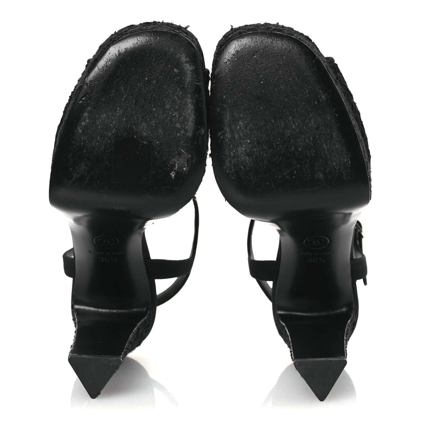 Cotton Lace CC Platform Sandals 36.5 Black