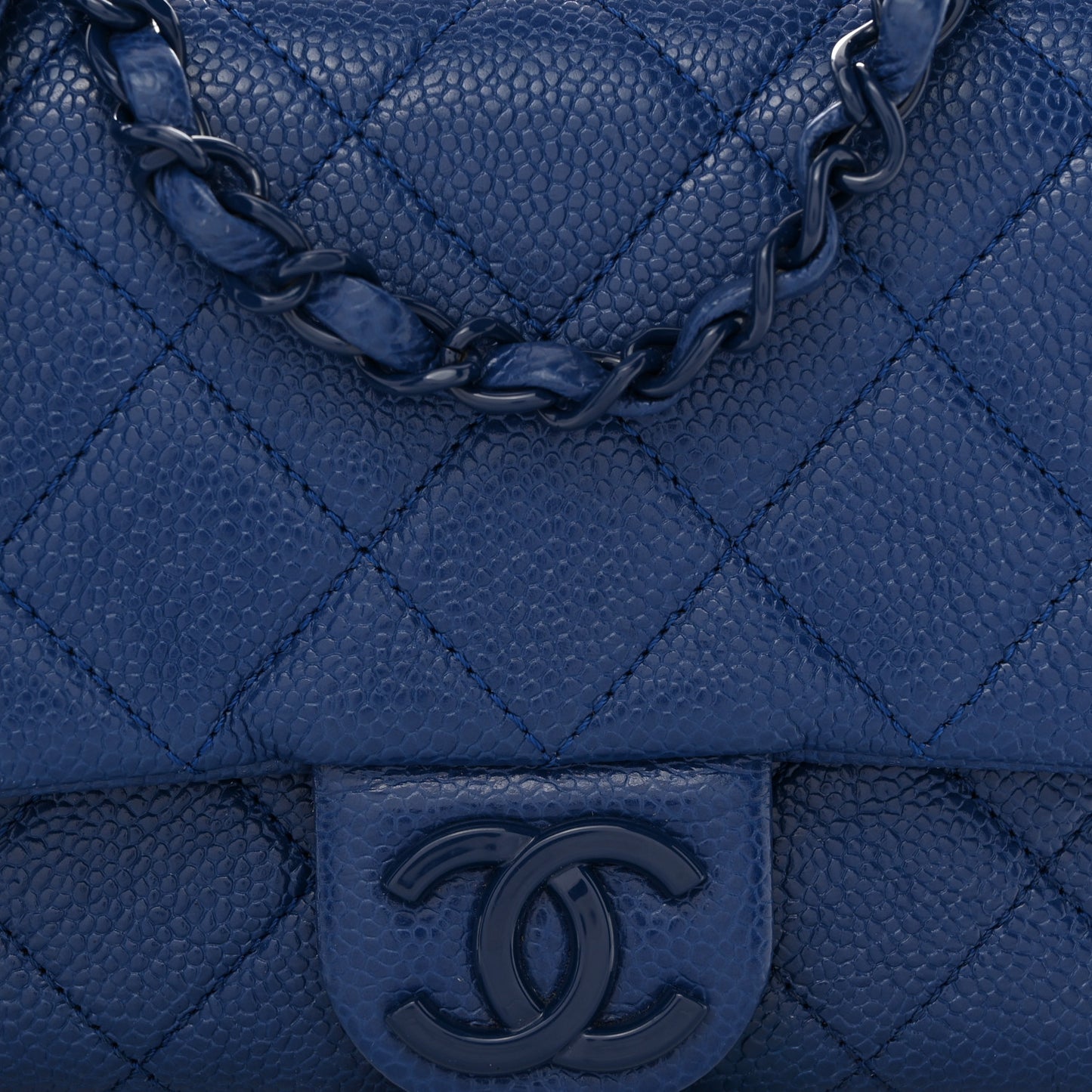 Caviar Quilted Incognito Mini Square Flap Dark Blue
