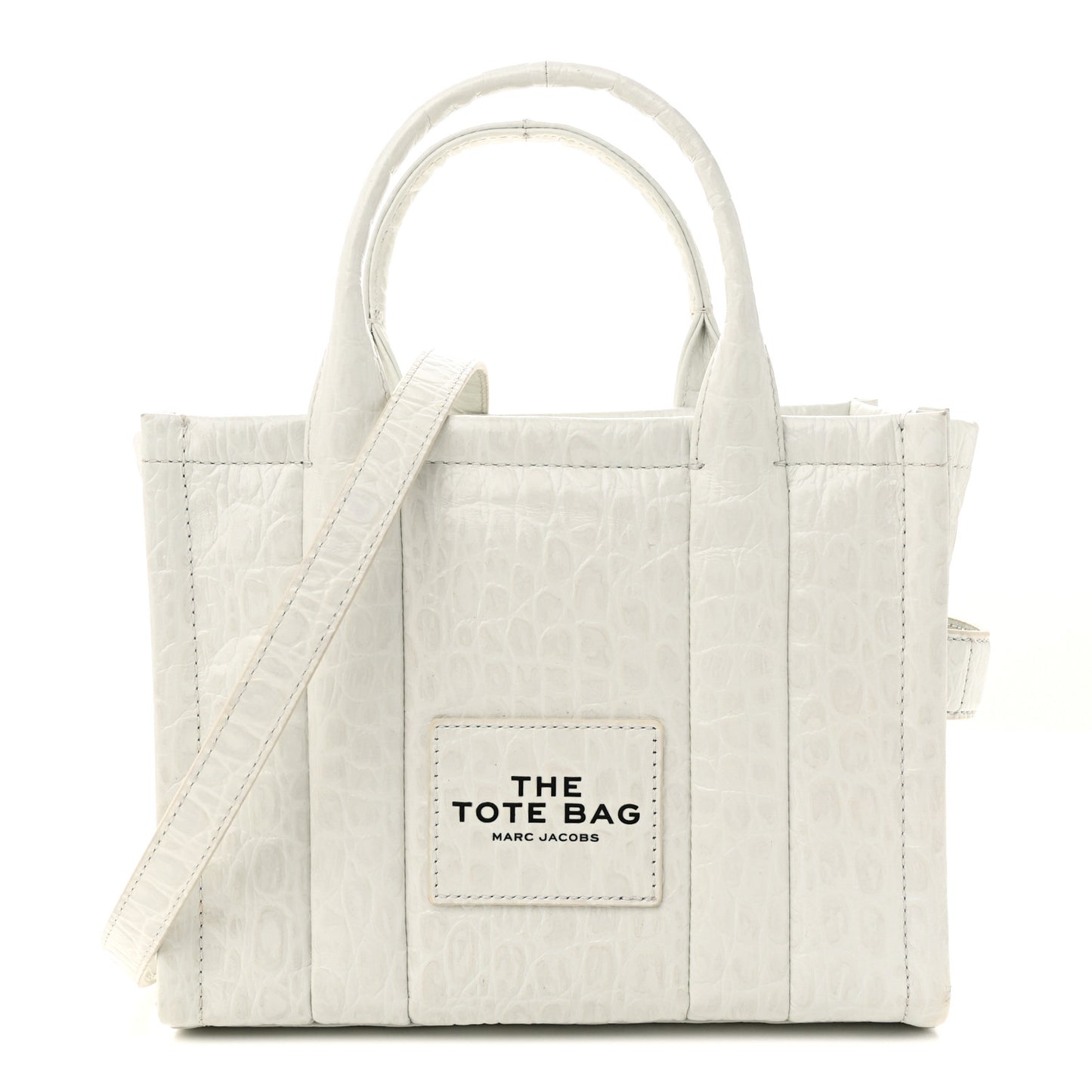 Croc Embossed Medium The Tote Bag White
