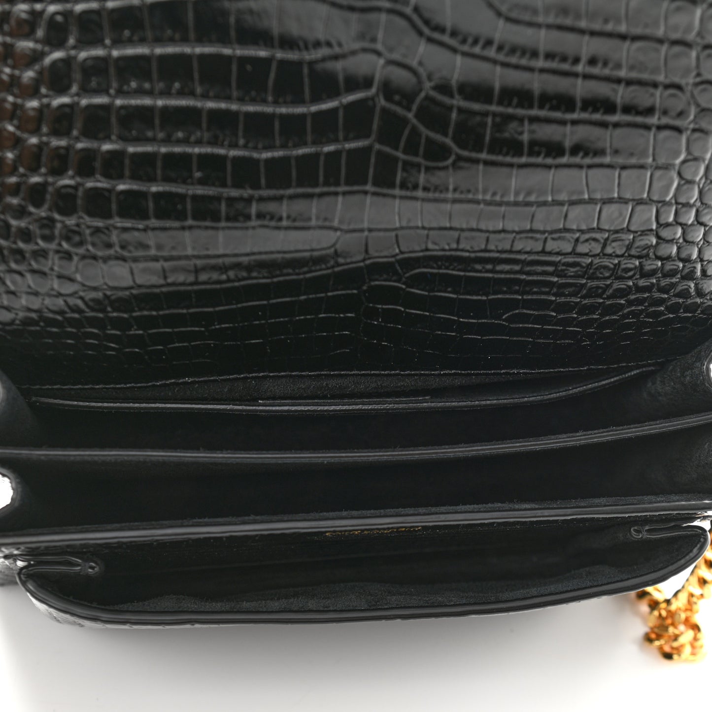 Calfskin Crocodile Embossed Medium Monogram Sunset Black