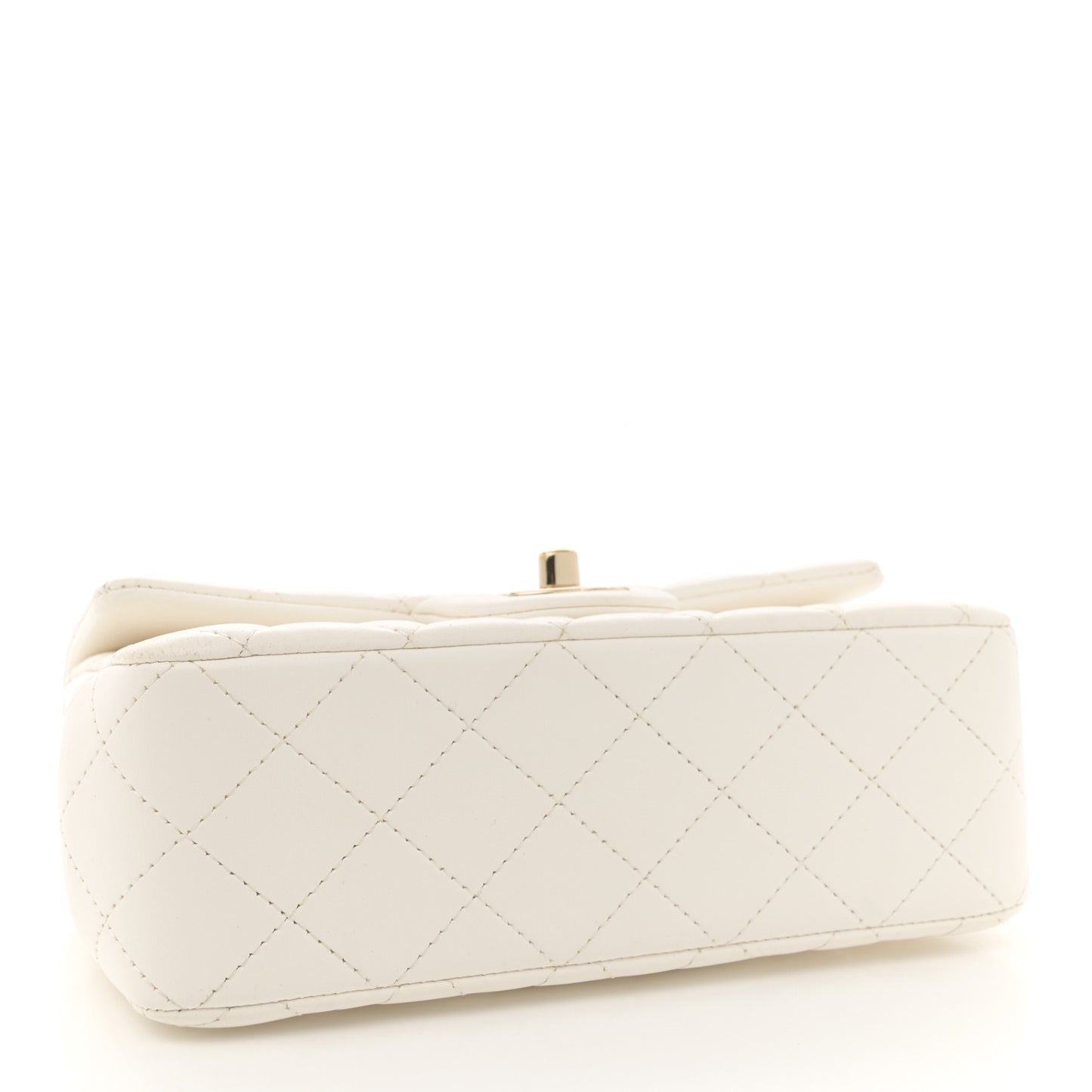 Lambskin Quilted Mini Lion Charm Top Handle Rectangular Flap White