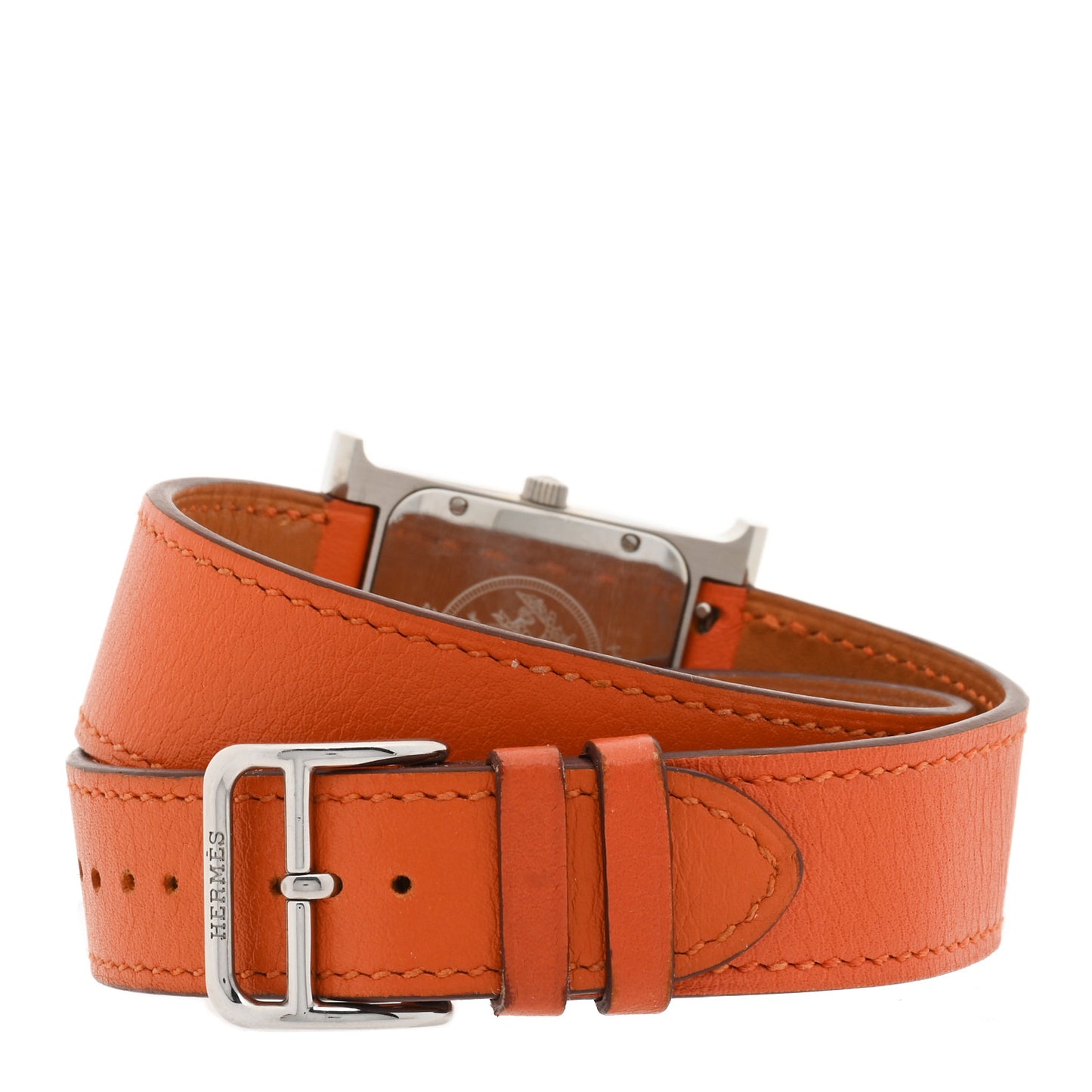 Stainless Steel Swift 26mm Heure H Hour Double Tour Quartz Watch Orange