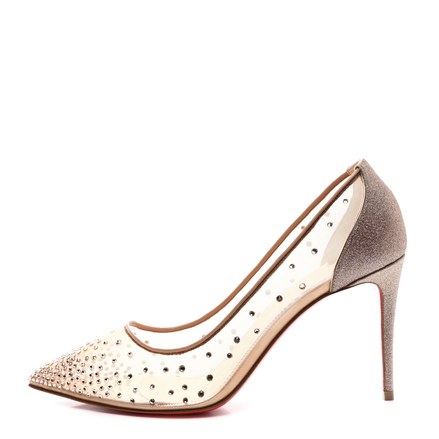 Suede Lame Crystal Strass Follies 85 Pumps 39 Light Silk