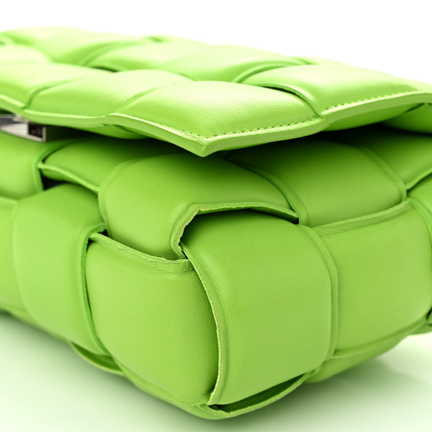 Nappa Maxi Intreccio Padded Cassette Crossbody Bag Acid Green