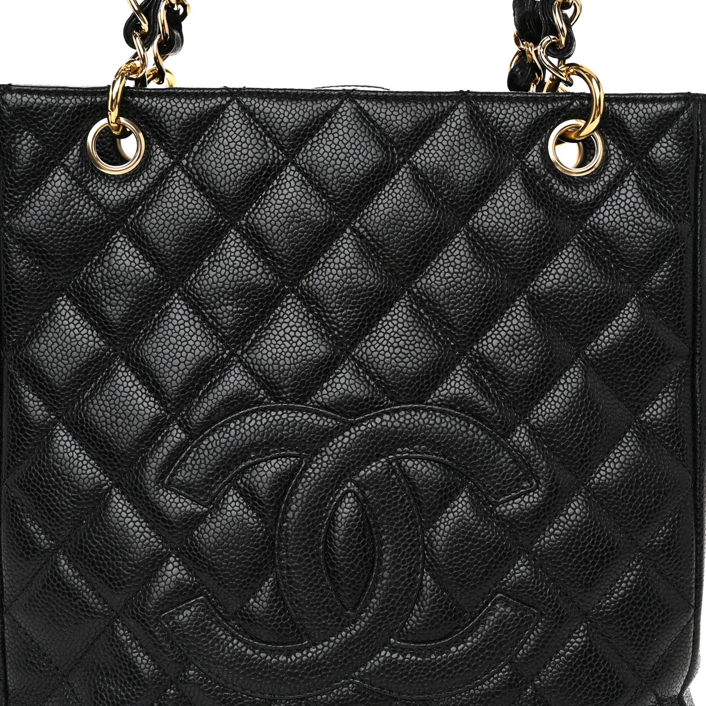 Caviar Quilted Petit Shopping Tote PST Black