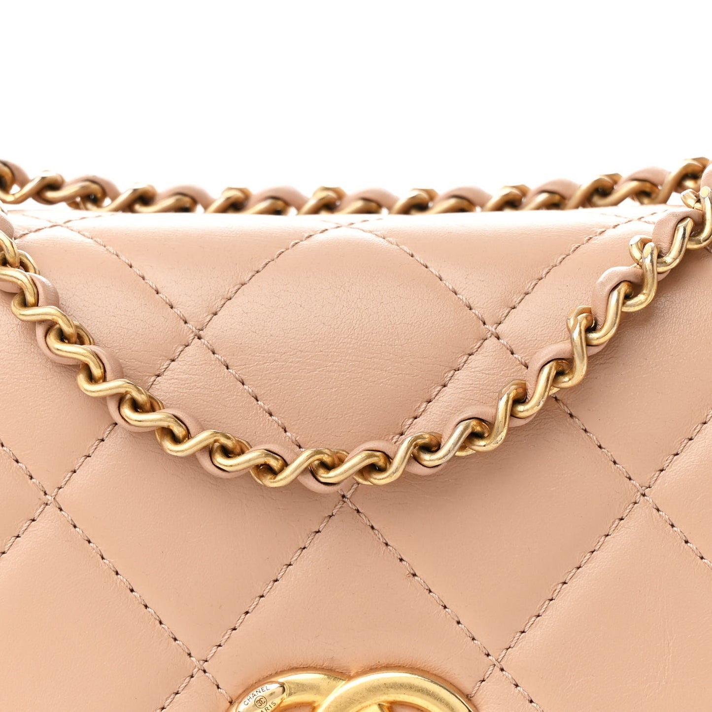 Calfskin Quilted Mini Perfect Fit Flap Beige