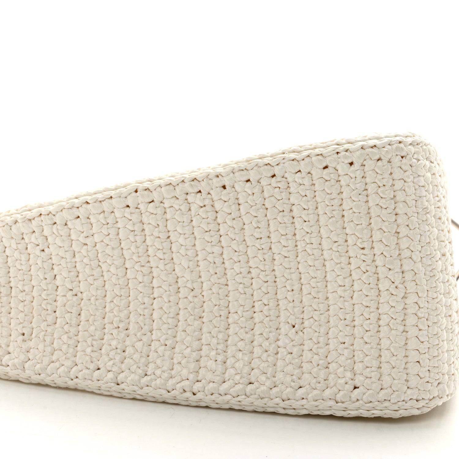 Prada Yarn Raffia Effect Crochet Triangle Shoulder Bag White 8 of 9