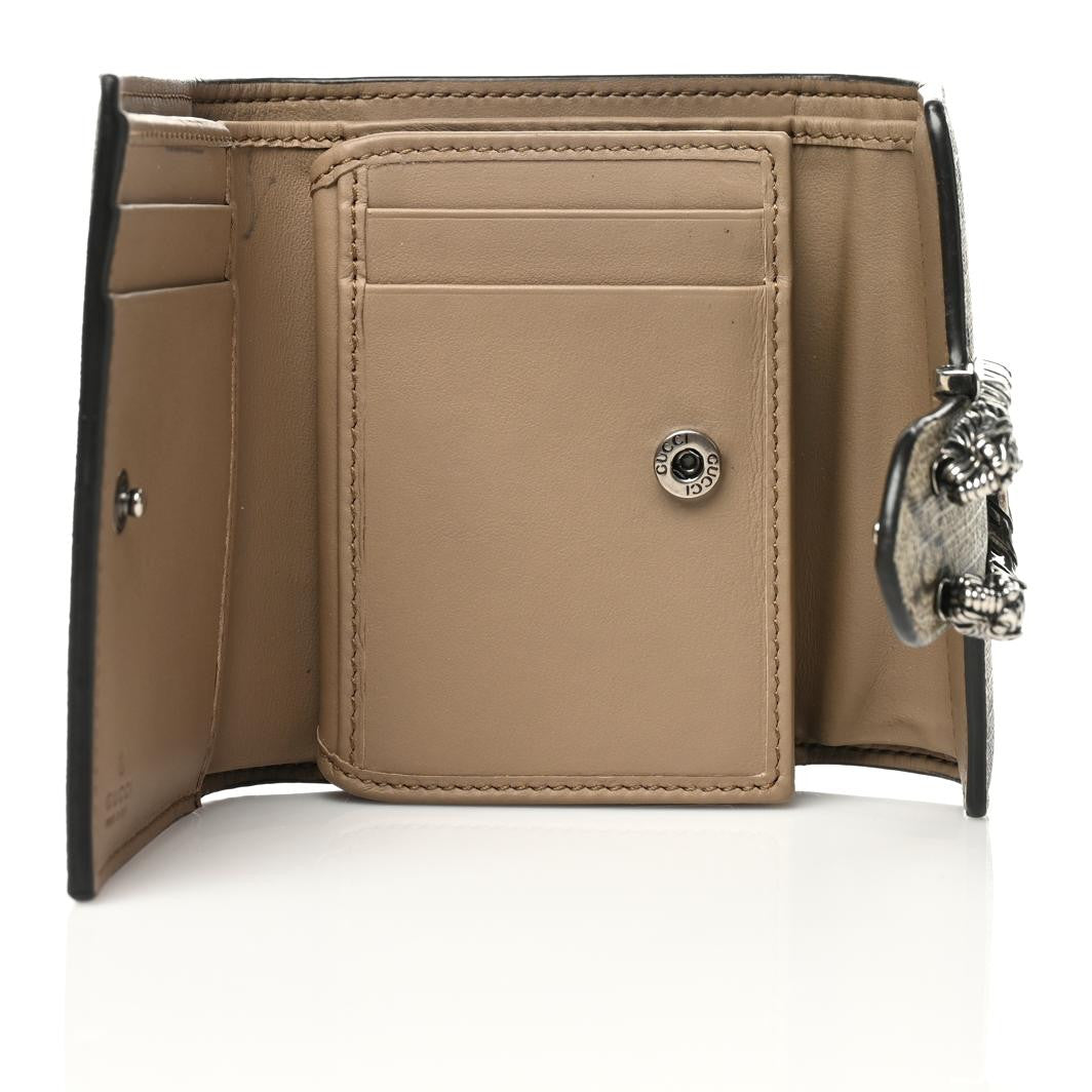 GG Supreme Monogram Dionysus Card Case Wallet Beige Taupe