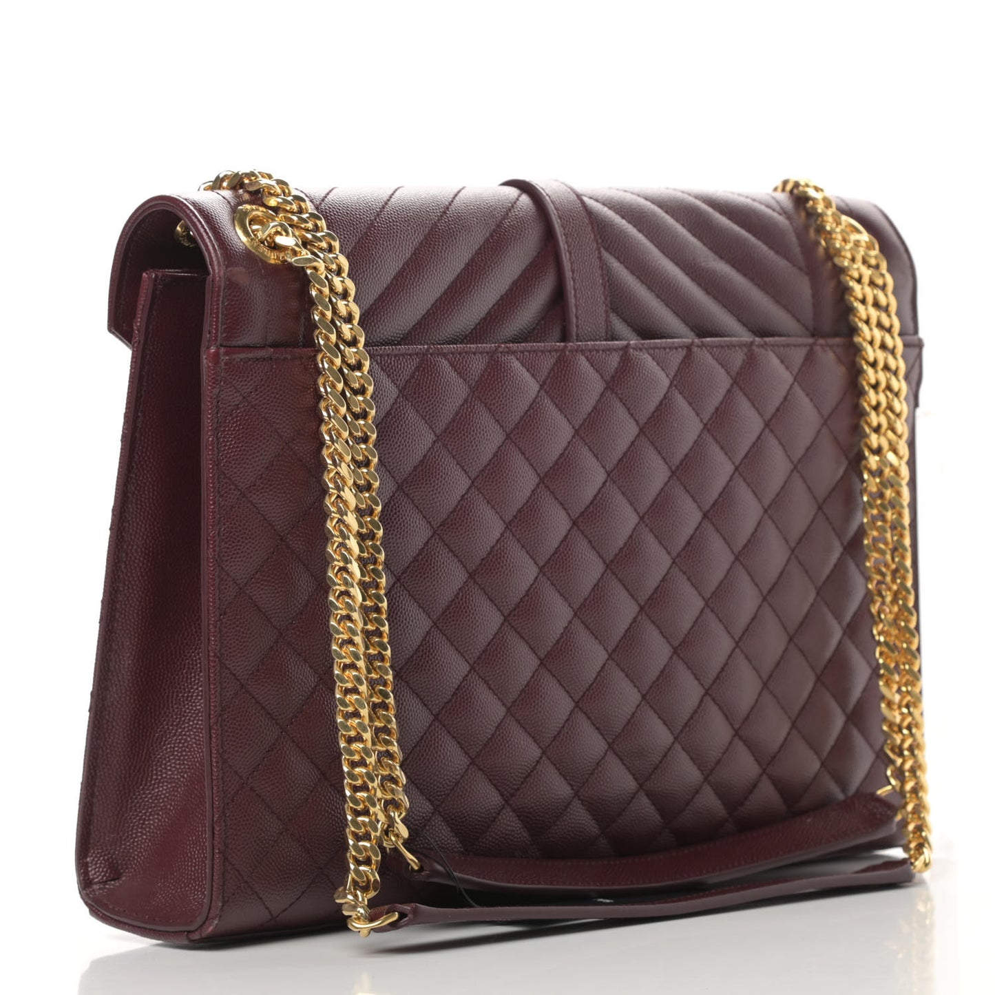 Grain De Poudre Mixed Matelasse Large Triquilt Monogram Satchel Rouge Legion