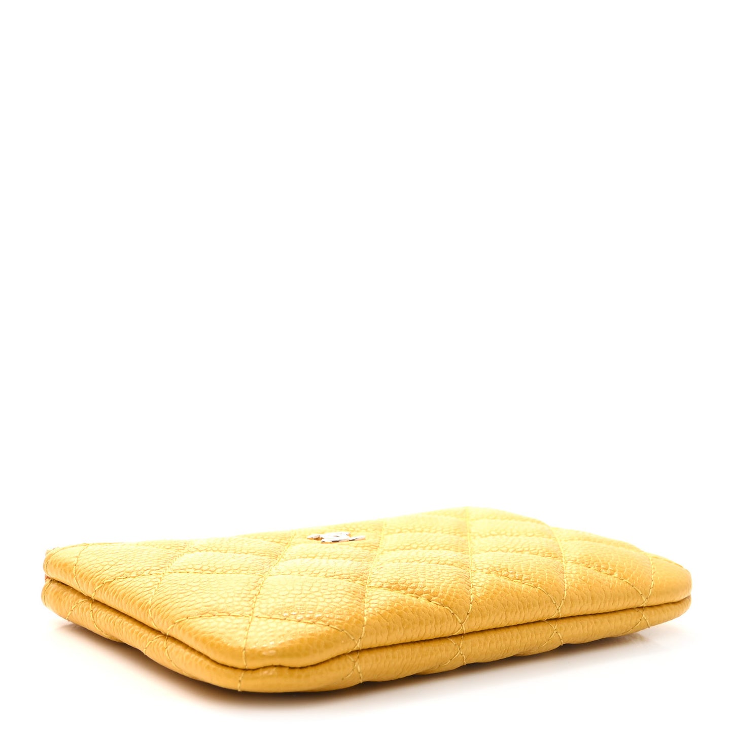 Caviar Quilted Small Cosmetic Case Yellow