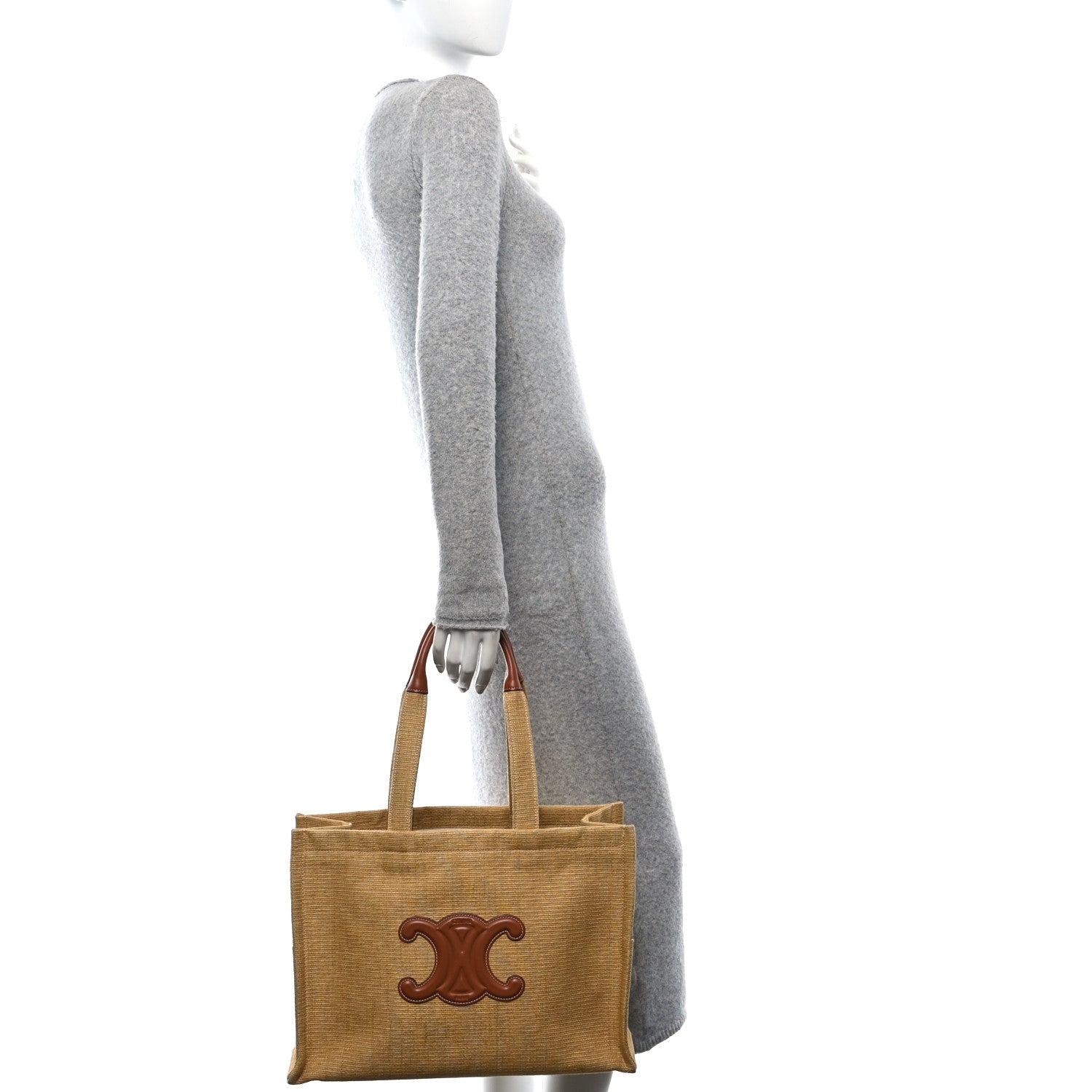 Celine Canvas Calfskin Triomphe Large Cabas Thais Natural Tan 2 of 10