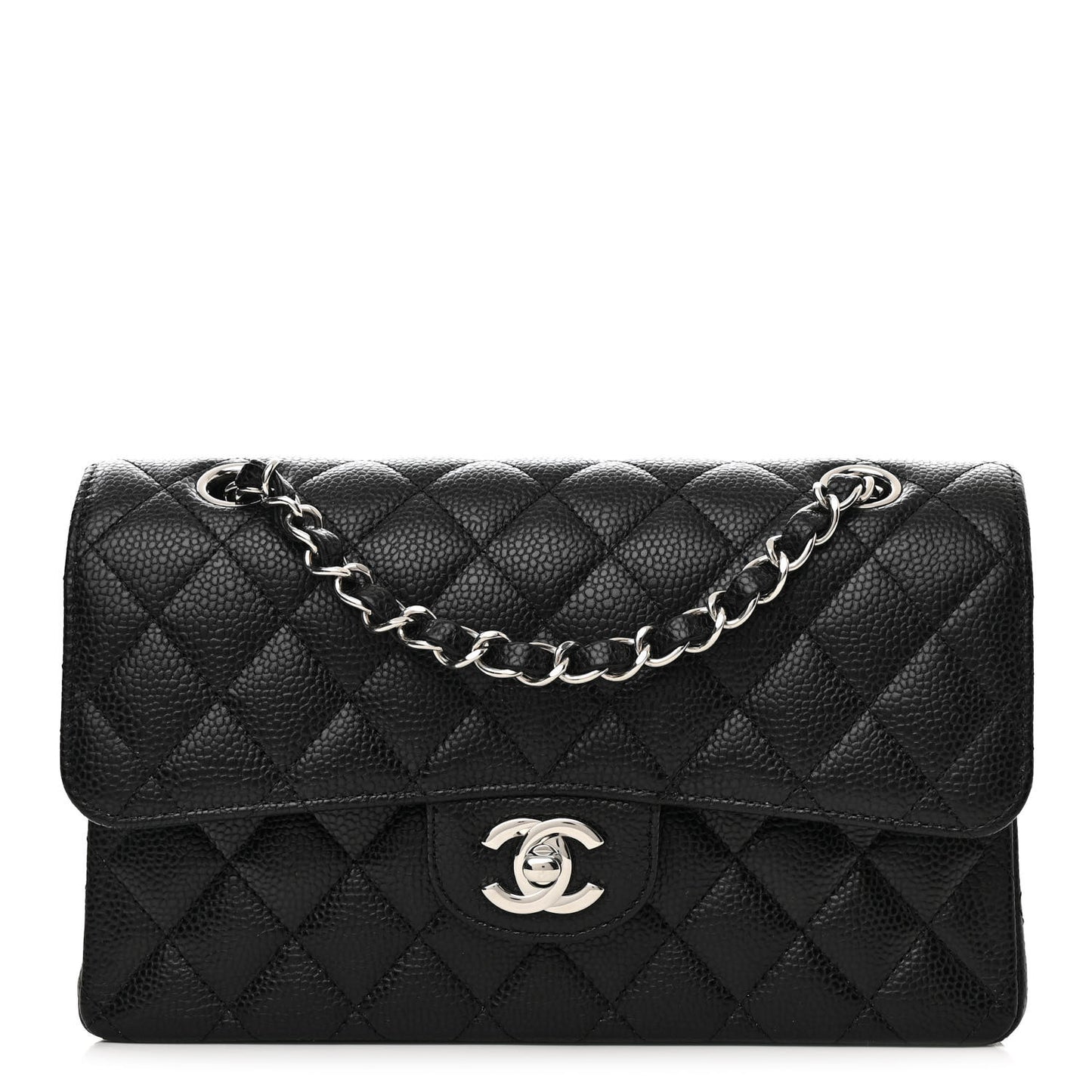 Caviar Quilted Small Double Flap Black