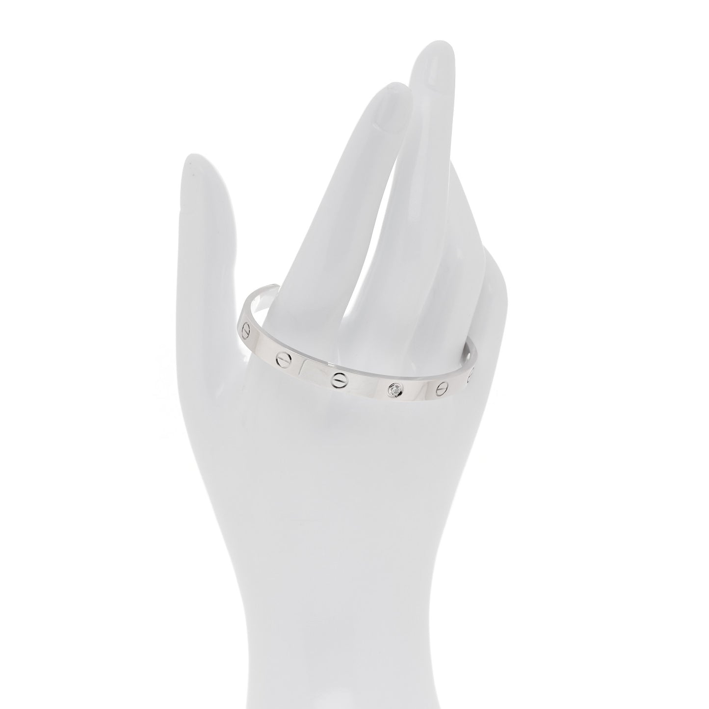 18K White Gold 1 Diamond LOVE Cuff Bracelet 18