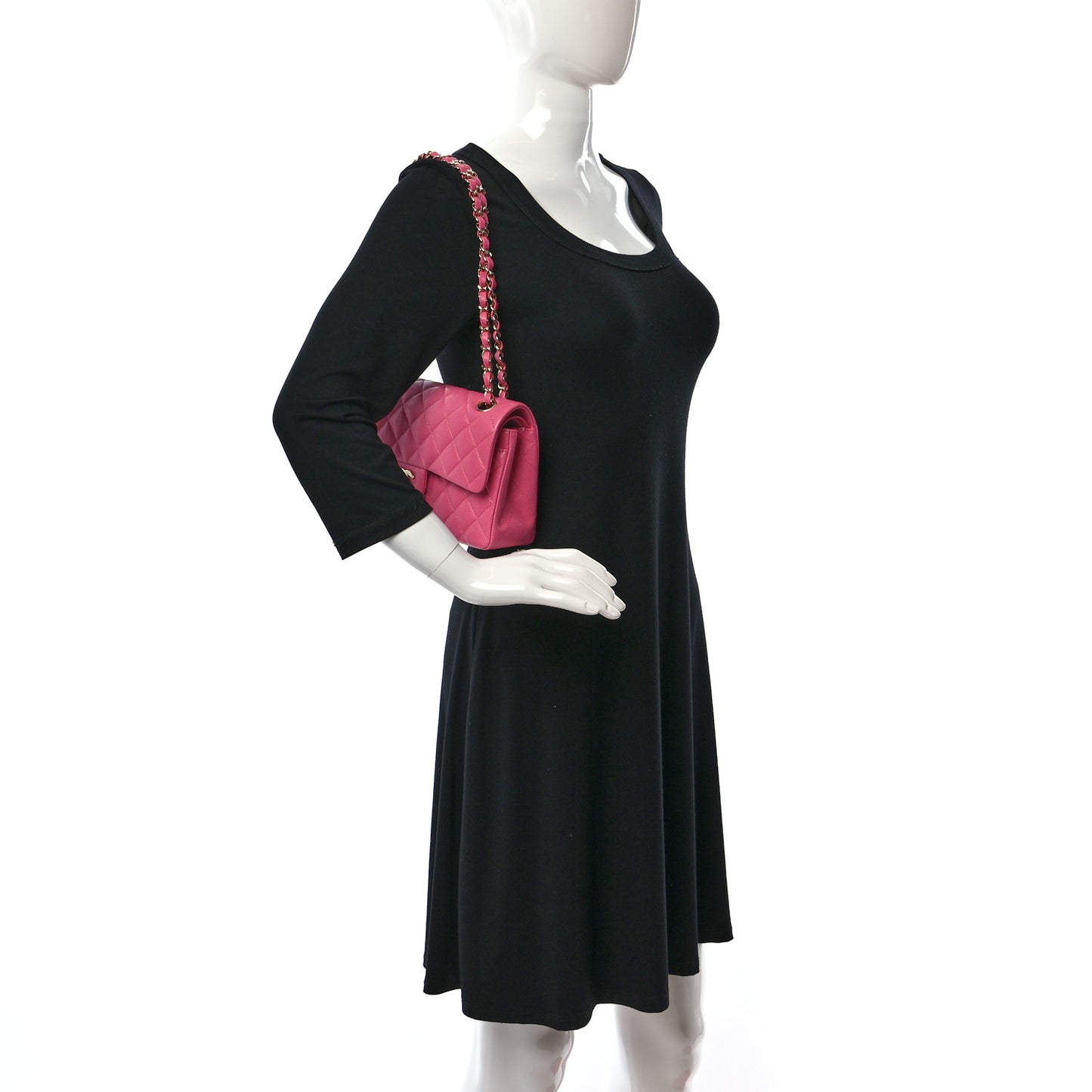 Caviar Quilted Small Double Flap Pink