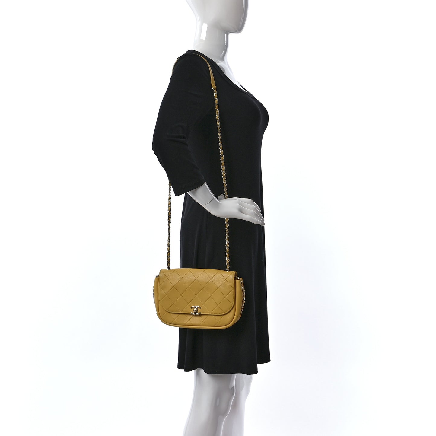 Goatskin Stitched Casual Trip Single Flap Yellow