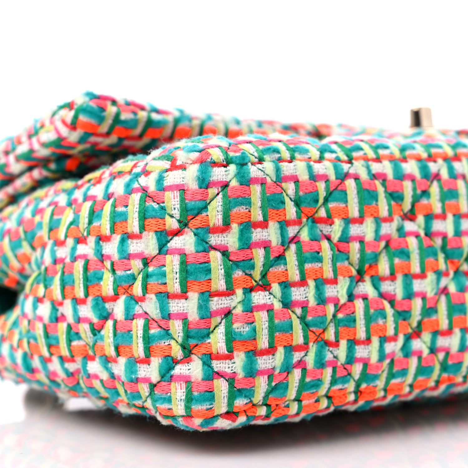 Chanel Tweed Quilted Medium Double Flap Multicolor Green 8 of 9