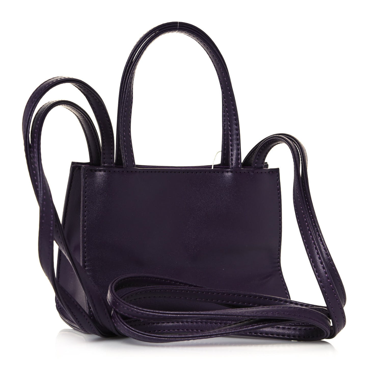 Vegan Leather Small Shopping Bag Eggplant