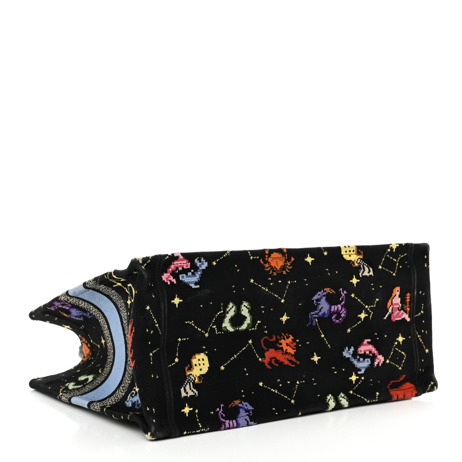 Christian Dior Canvas Embroidered Medium Pixel Zodiac Book Tote Black Multicolor 3 of 13