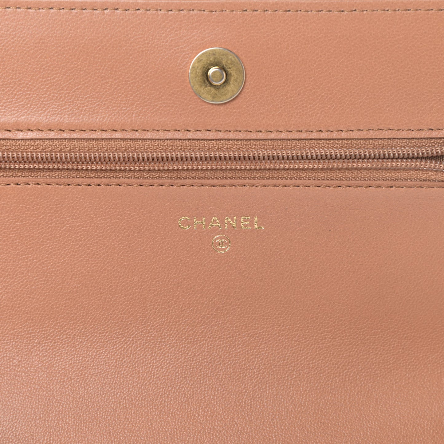 Lambskin Quilted 19 Wallet On Chain WOC Brown