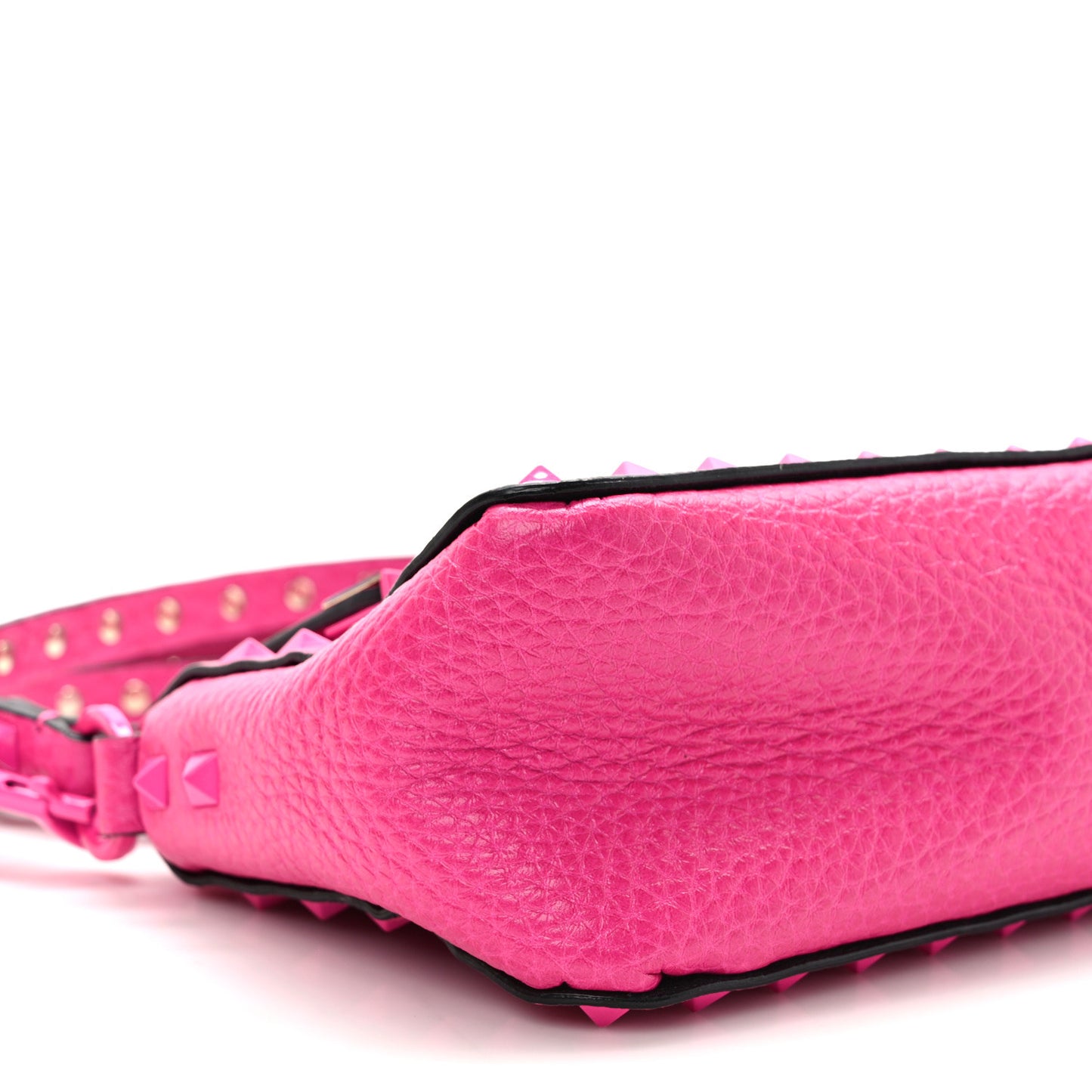 Pebbled Calfskin Enamel Monochrome Small Rockstud Flip Lock Shoulder Bag Pink PP
