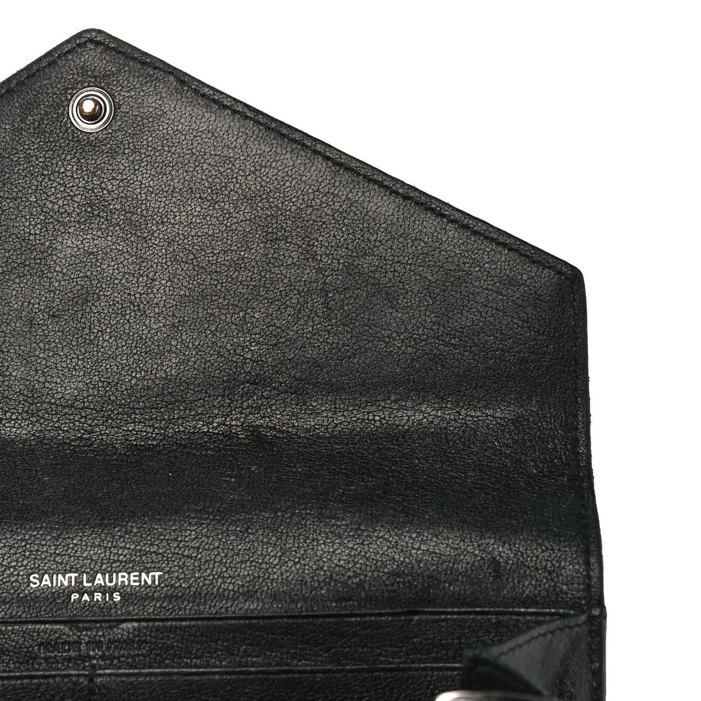 Lambskin Mixed Matelasse Quilted Large Monogram Envelope Wallet Black