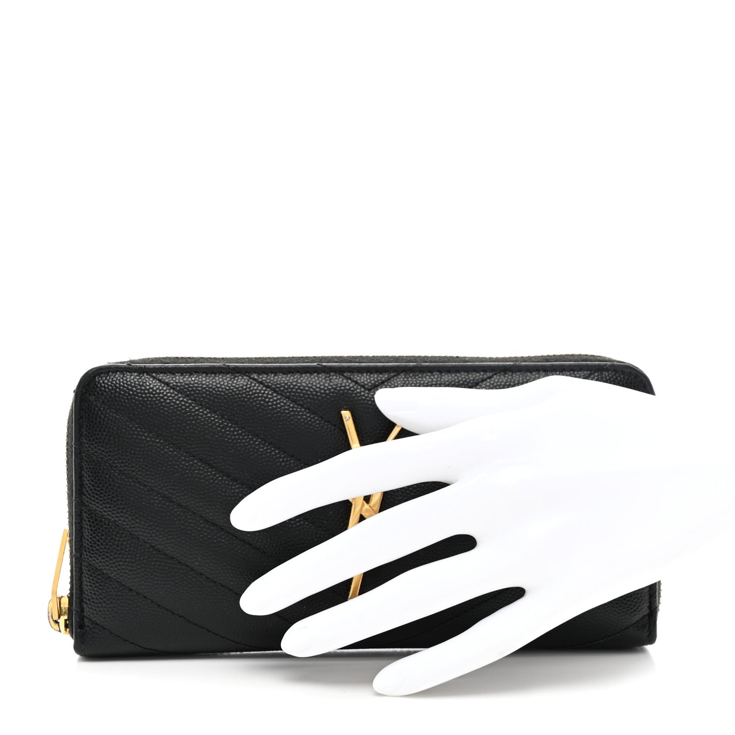 Grain De Poudre Matelasse Chevron Monogram Zip Around Wallet Black