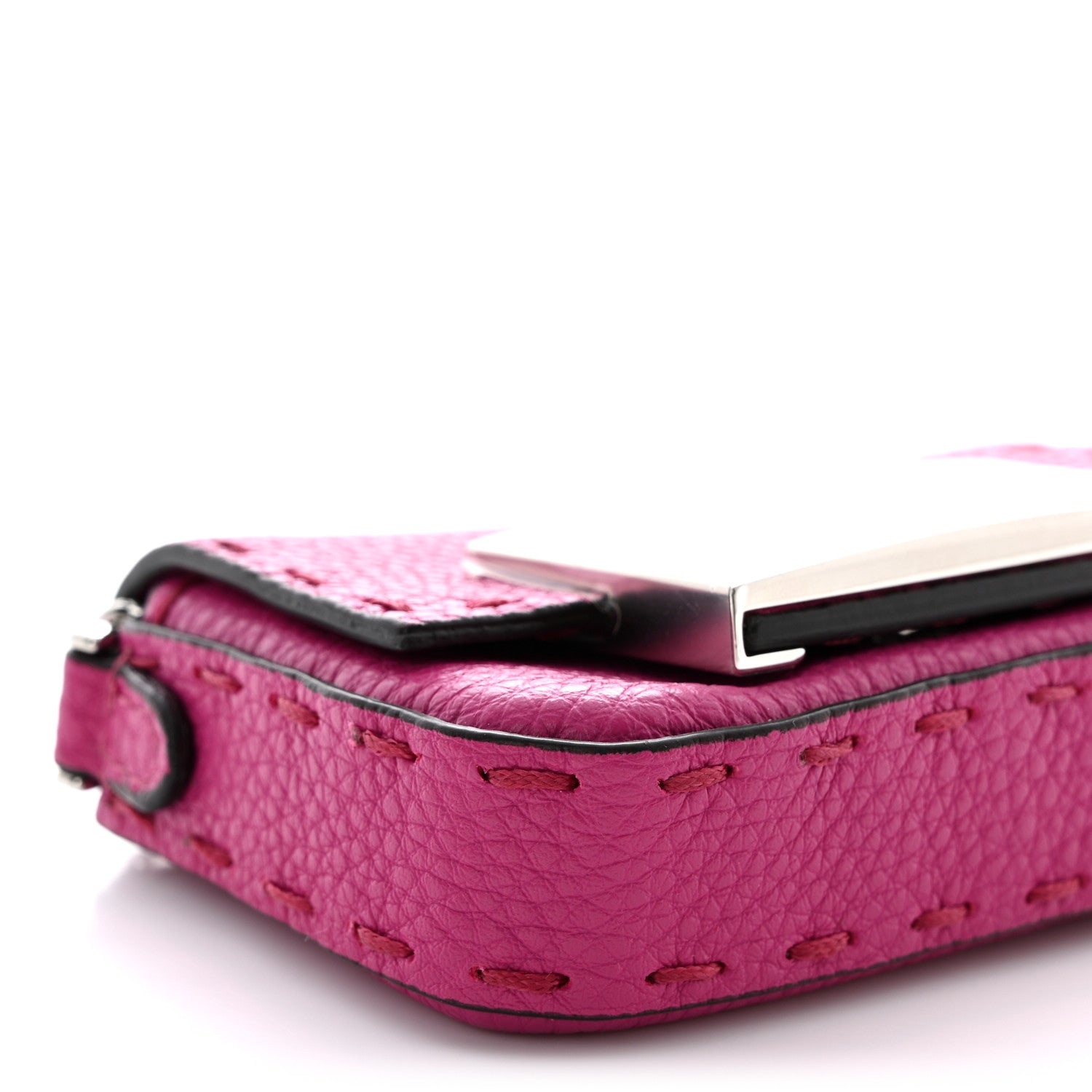 Fendi Cuoio Romano Selleria Nano Maxi Buckle Baguette Charm Magenta 8 of 9