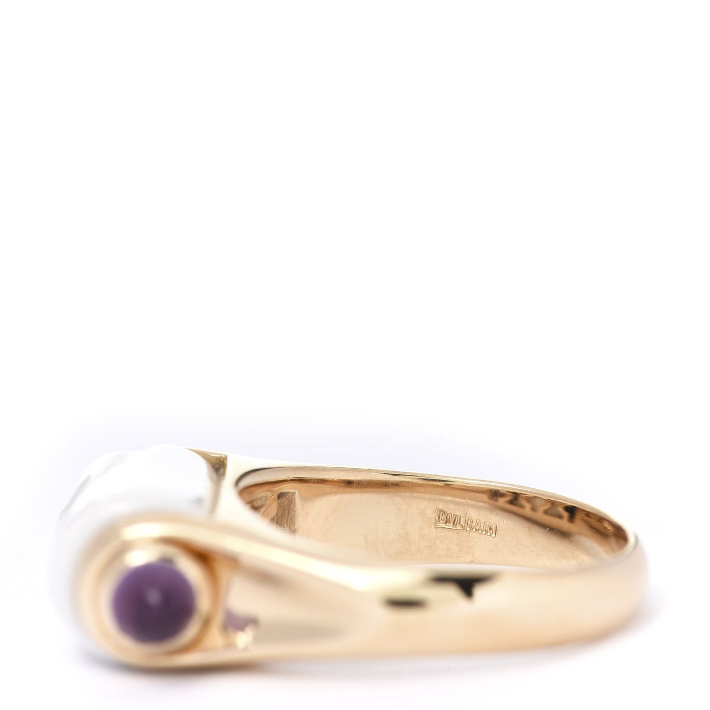 18K Yellow Gold White Ceramic Amethyst Pink Tourmaline Chandra Ring 50 5.25