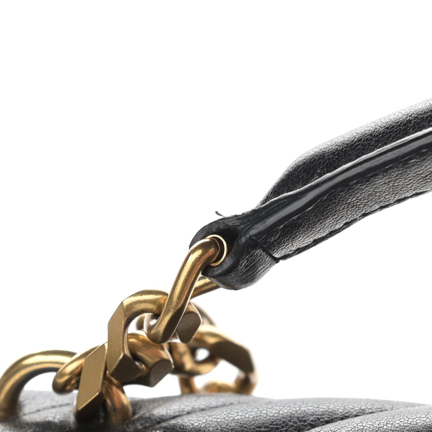 Sheepskin Matelasse Chevron Monogram Large College Satchel Black