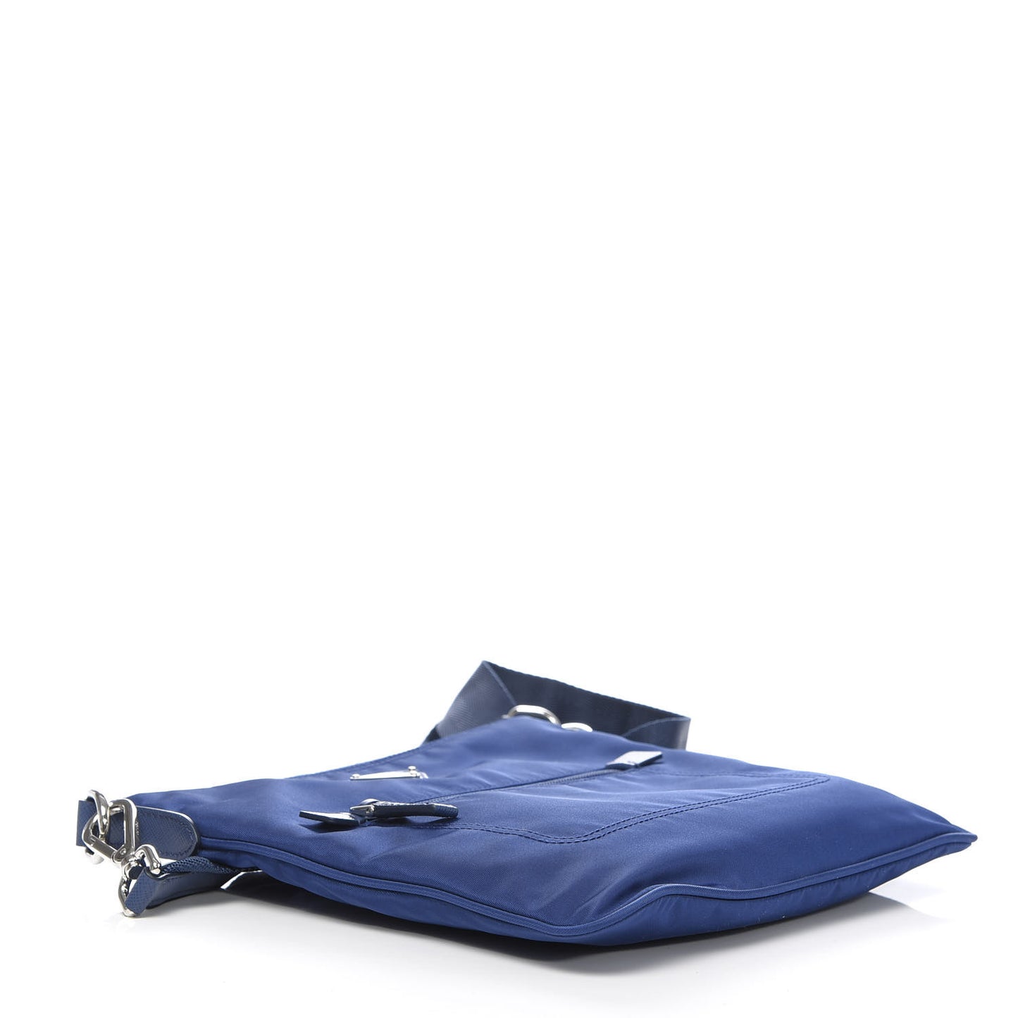 Tessuto Nylon Saffiano Flat Messenger Bag Bluette