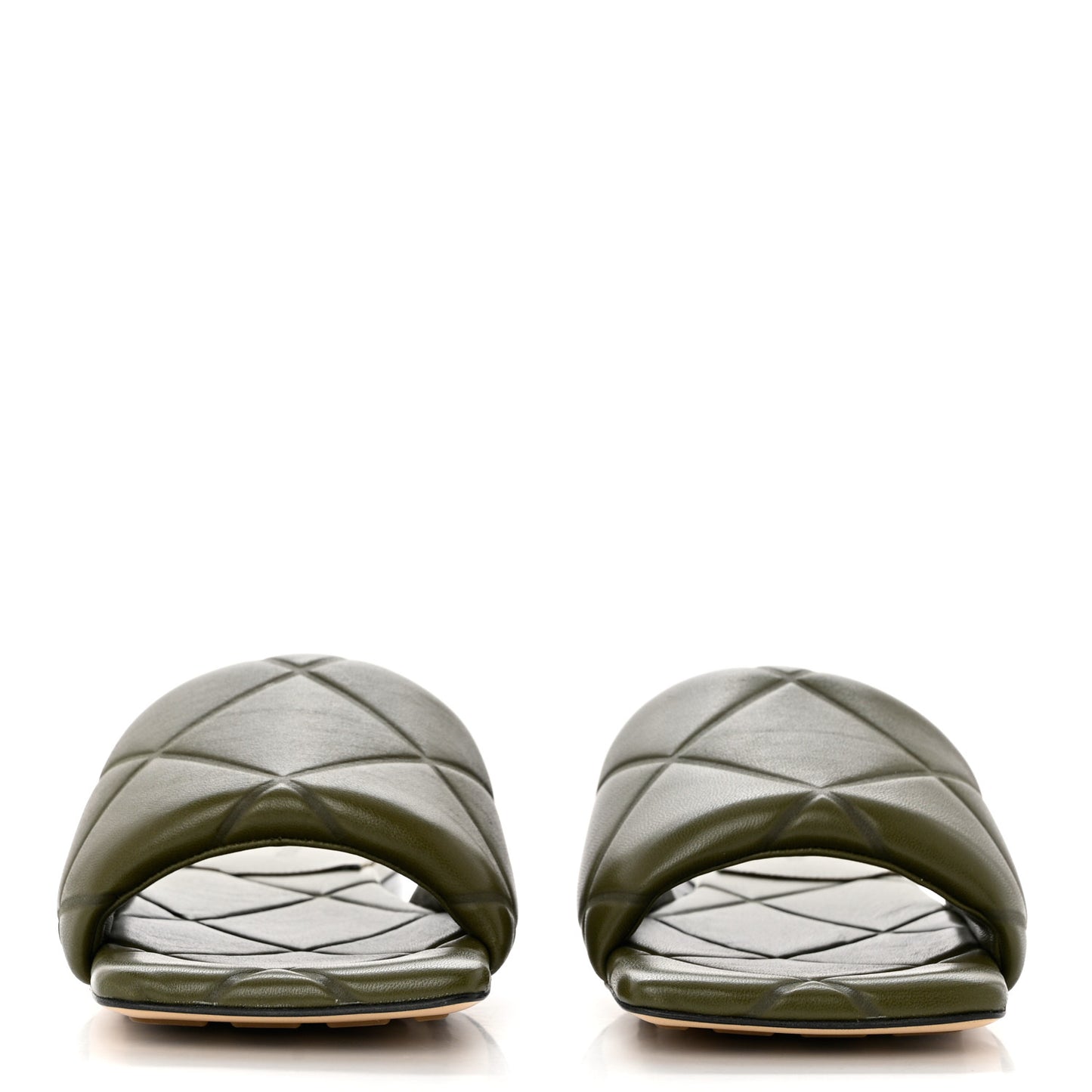 Nappa Quilted Rubber Lido Flat Sandals 39 Khaki