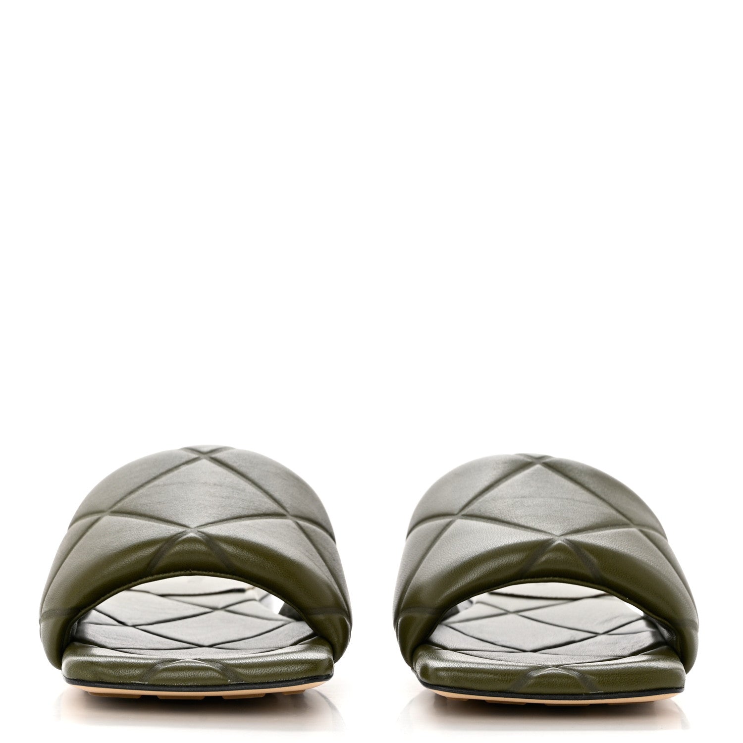 Bottega Veneta Nappa Quilted Rubber Lido Flat Sandals 39 Khaki 2 of 7