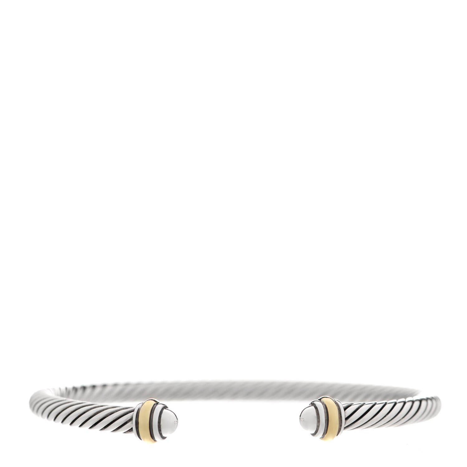 David Yurman Sterling Silver 18K Yellow Gold 4mm Cable Classics Bracelet 1 of 5