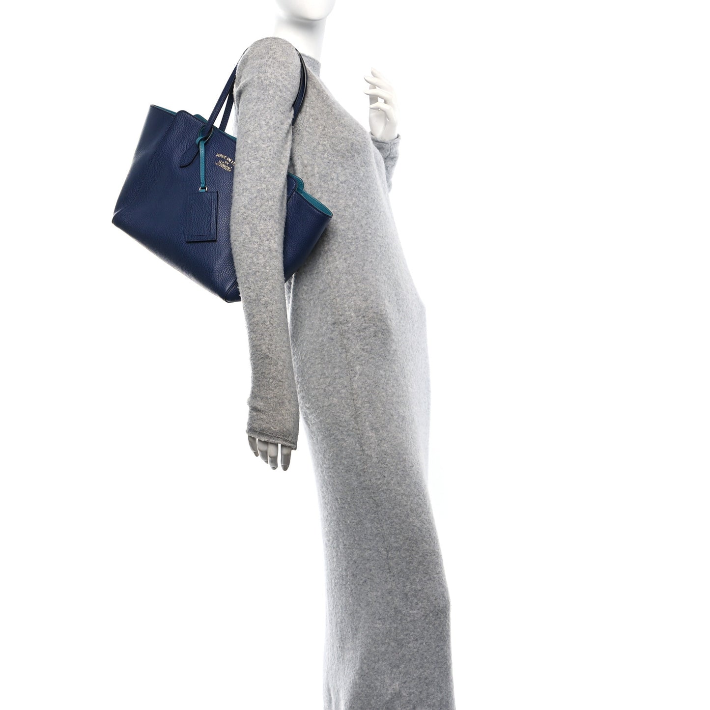 Dollar Calfskin Small Swing Tote Classic Marine Deep Cobalt
