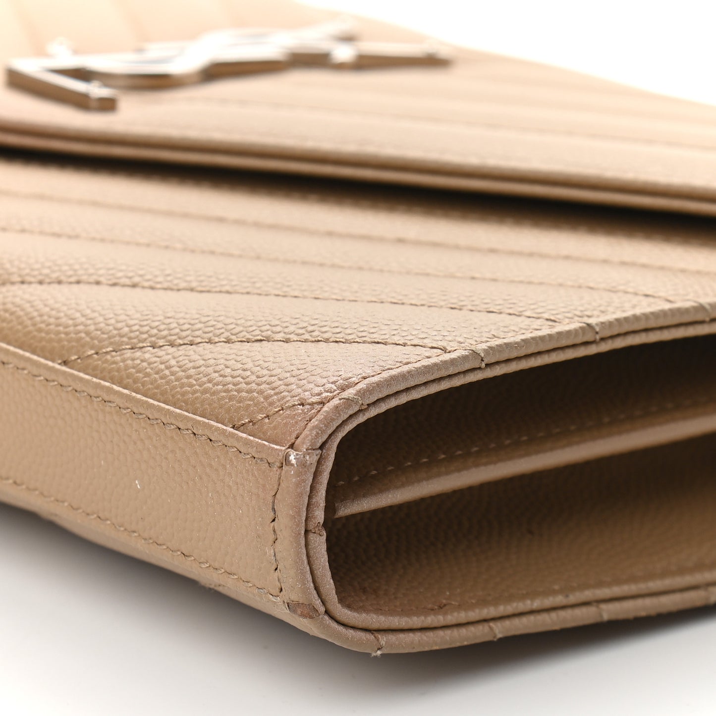 Grain De Poudre Matelasse Chevron Monogram Chain Wallet Nude Powder