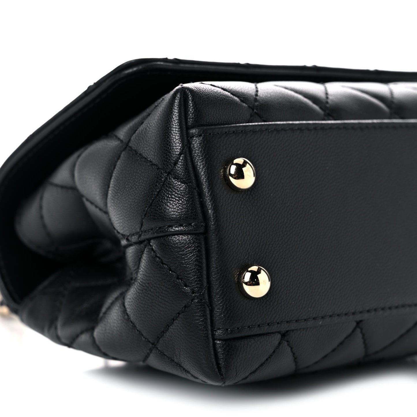 Goatskin Quilted Rainbow Extra Mini Coco Handle Flap Black