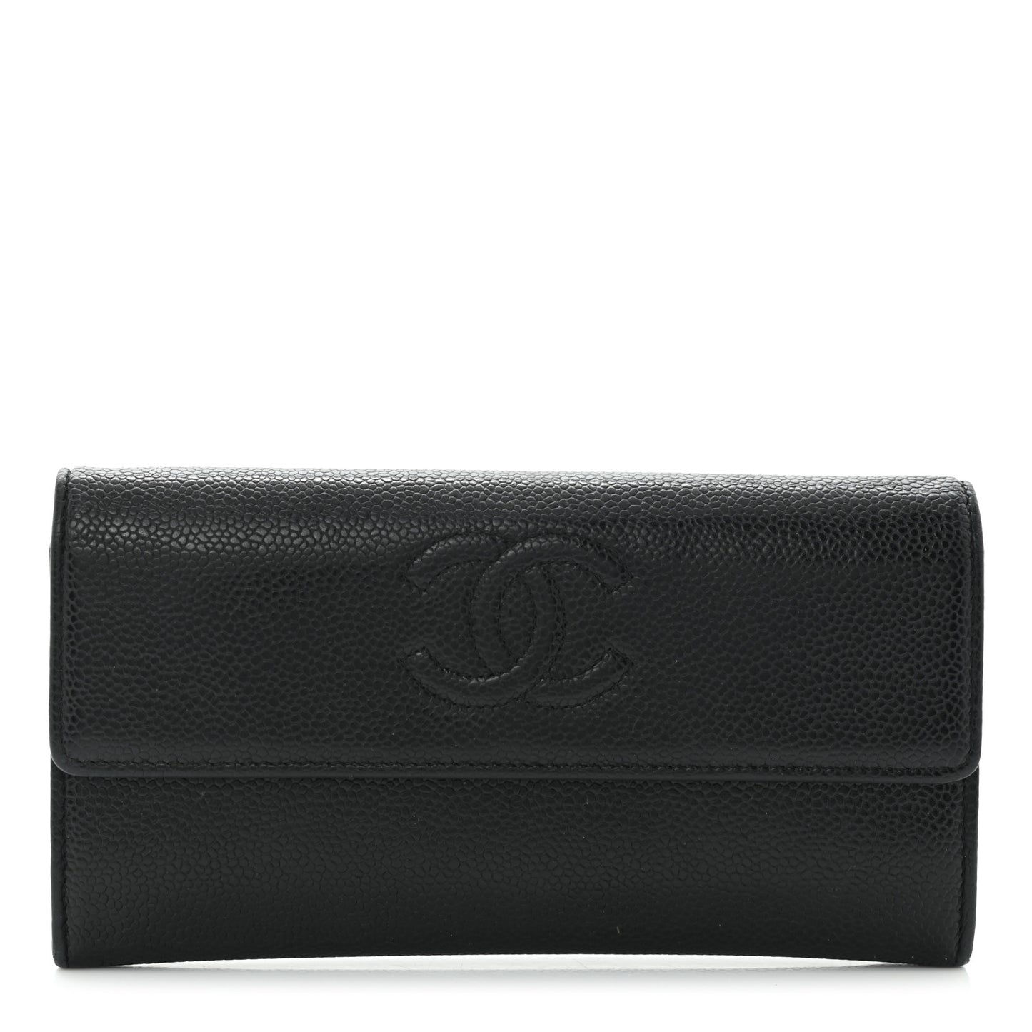 Caviar Timeless CC Large Gusset Flap Wallet Black