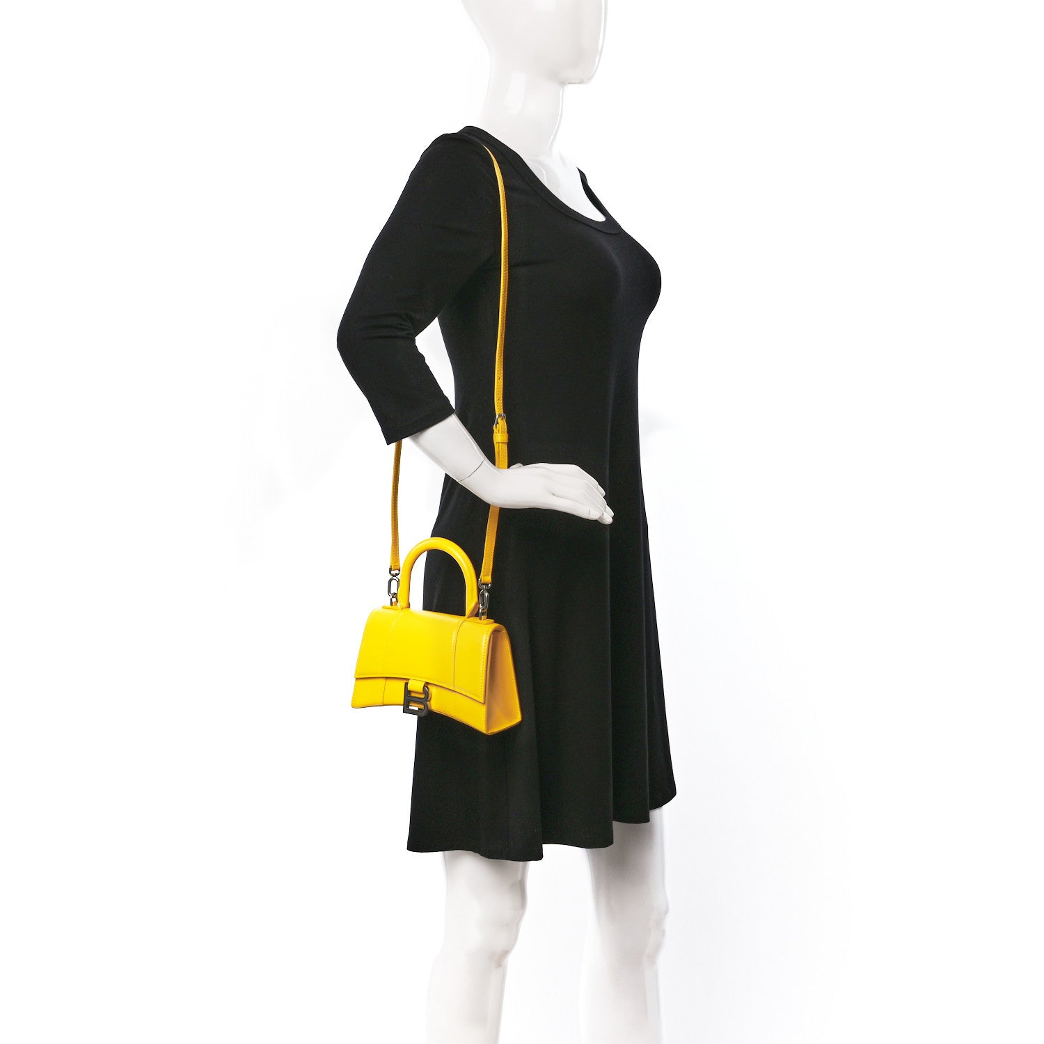 Balenciaga Shiny Box Calfskin Hourglass Top Handle Bag XS Yellow 2 of 15