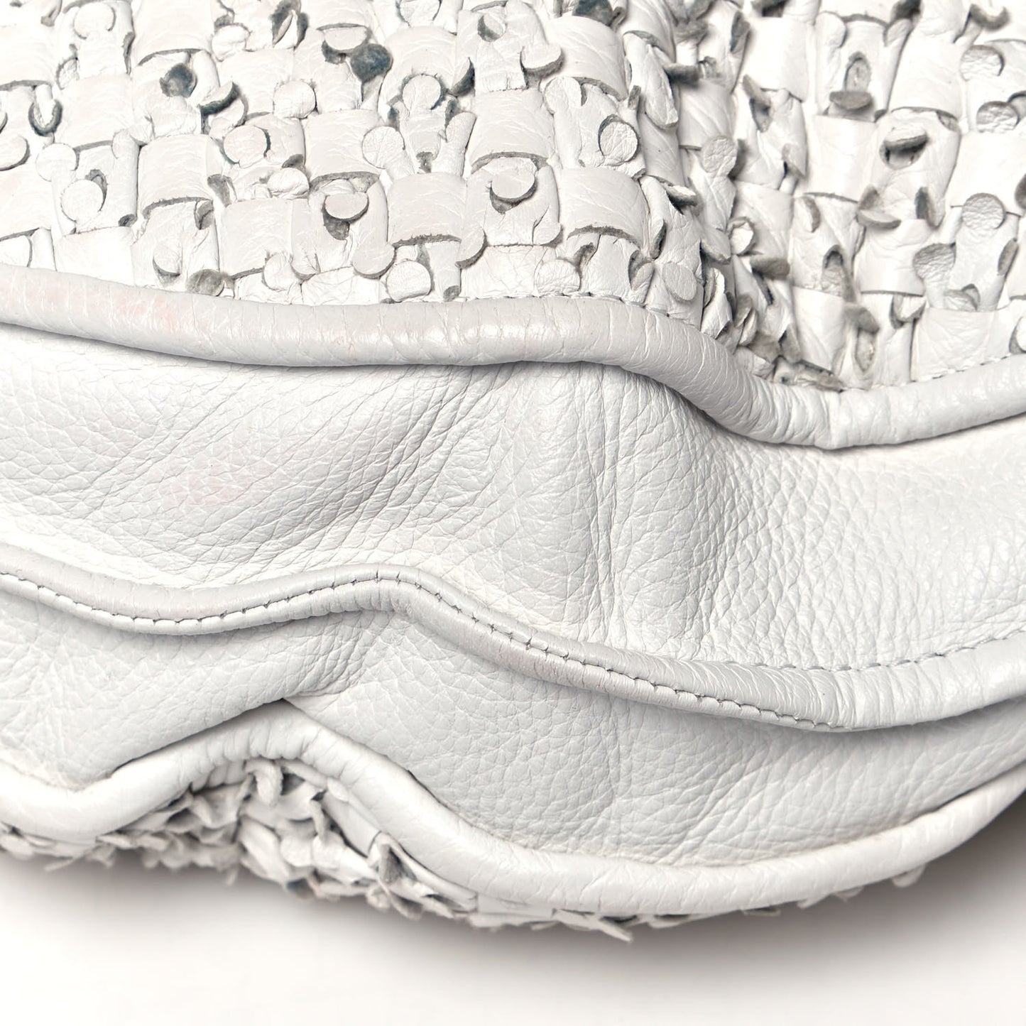 Nappa Intrecciato Large Loop Hobo White