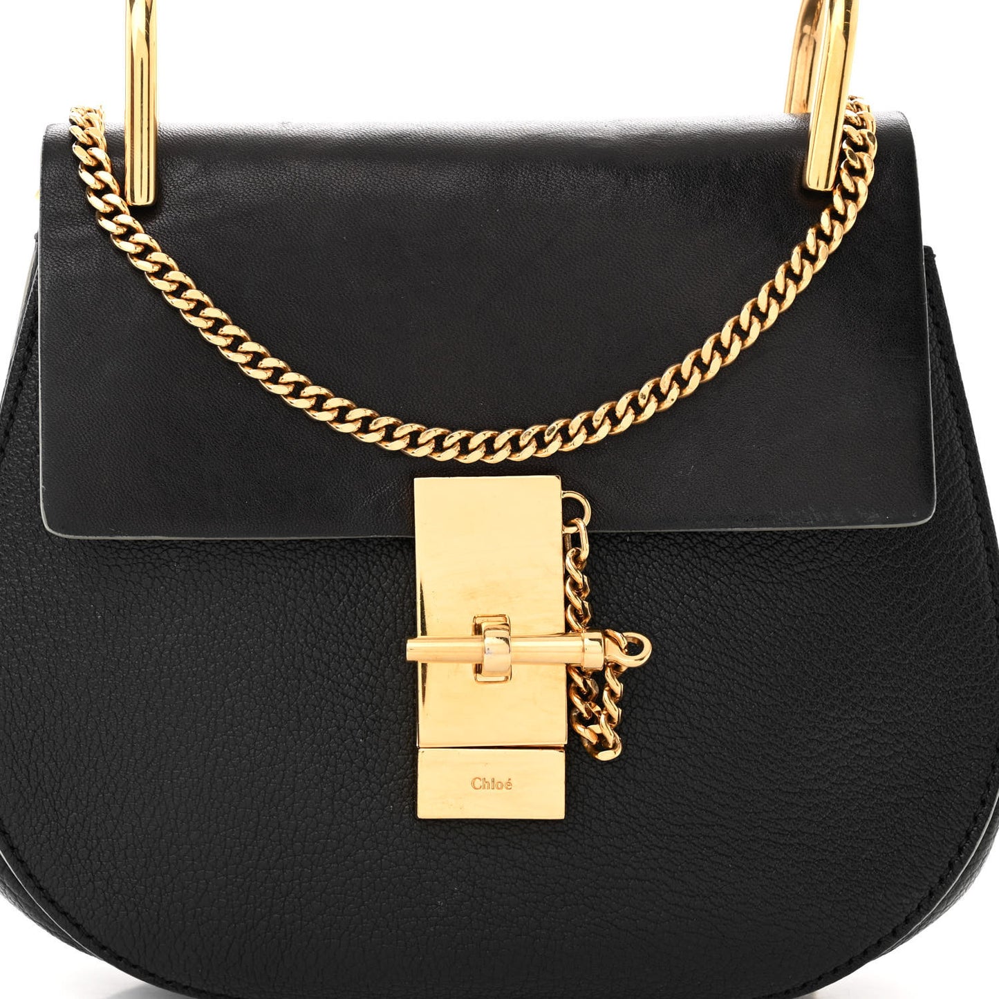 Grained Calfskin Lambskin Mini Drew Shoulder Bag Black